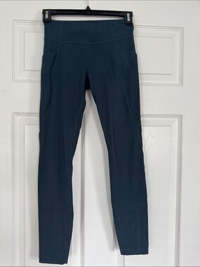 Athleta girls High-Waist Teal Active Leggings with Side Pockets-Like New